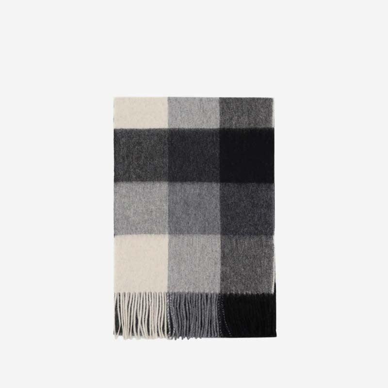 Wool Scarf Winter Popular Women's Men's Thickening Minimalist Plaid - Nioor