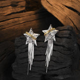 925 Sterling Silver Earrings Design Tassel Niche Five-pointed Planet - Nioor