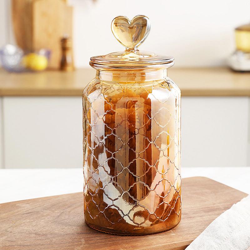 Stained Glass Sealed Jar Love Glass Bottle Household Transparent With Lid Kitchen Food Storage Jar Kimchi Jar - Nioor