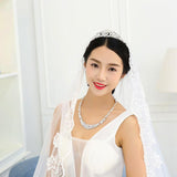 Factory Wholesale Jewelry Necklace Earrings Set Bride Wedding Dress Wedding Diamond Pendant Pendant - Nioor