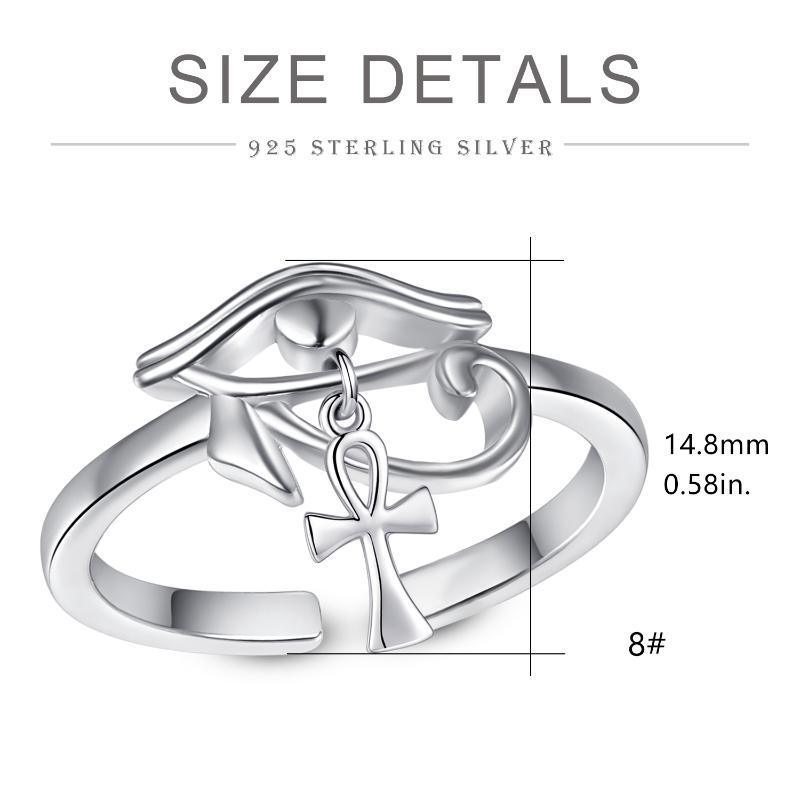 Sterling Silver Eye of Horus Ankh Cross Protection Rings Jewelry - Nioor