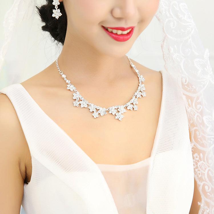 Direct supply of Korean crystal necklace, two sets of bridal jewelry set, fast selling pass for special purpose - Nioor