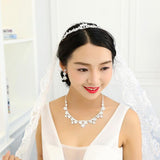 Direct supply of Korean crystal necklace, two sets of bridal jewelry set, fast selling pass for special purpose - Nioor