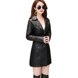 Women's Mid-length Leather Coat Thickened Cotton - Nioor