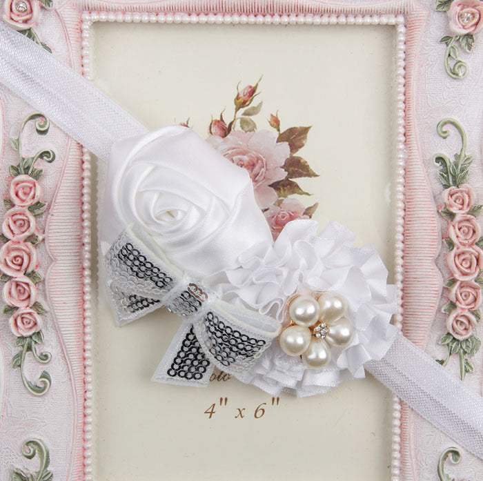 Rose sequin bow headband