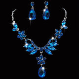 Europe and the United States trade explosion bride alloy diamond necklace earrings set Drop Bridal Jewelry Accessories zircon jewelry - Nioor