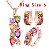 Shiny Zircon Hypoallergenic Necklace Earrings Ring Set - Nioor