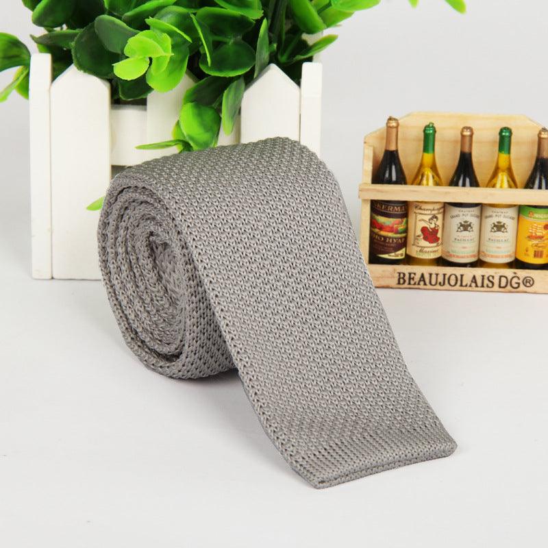 Solid-color knitted tie for men - Nioor