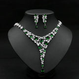 Colorful Zircon Necklace Set Wedding Dress Wedding Earring Accessories - Nioor