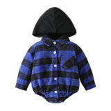 Baby Clothing Christmas Baby Plaid Button Hooded Jumpsuit