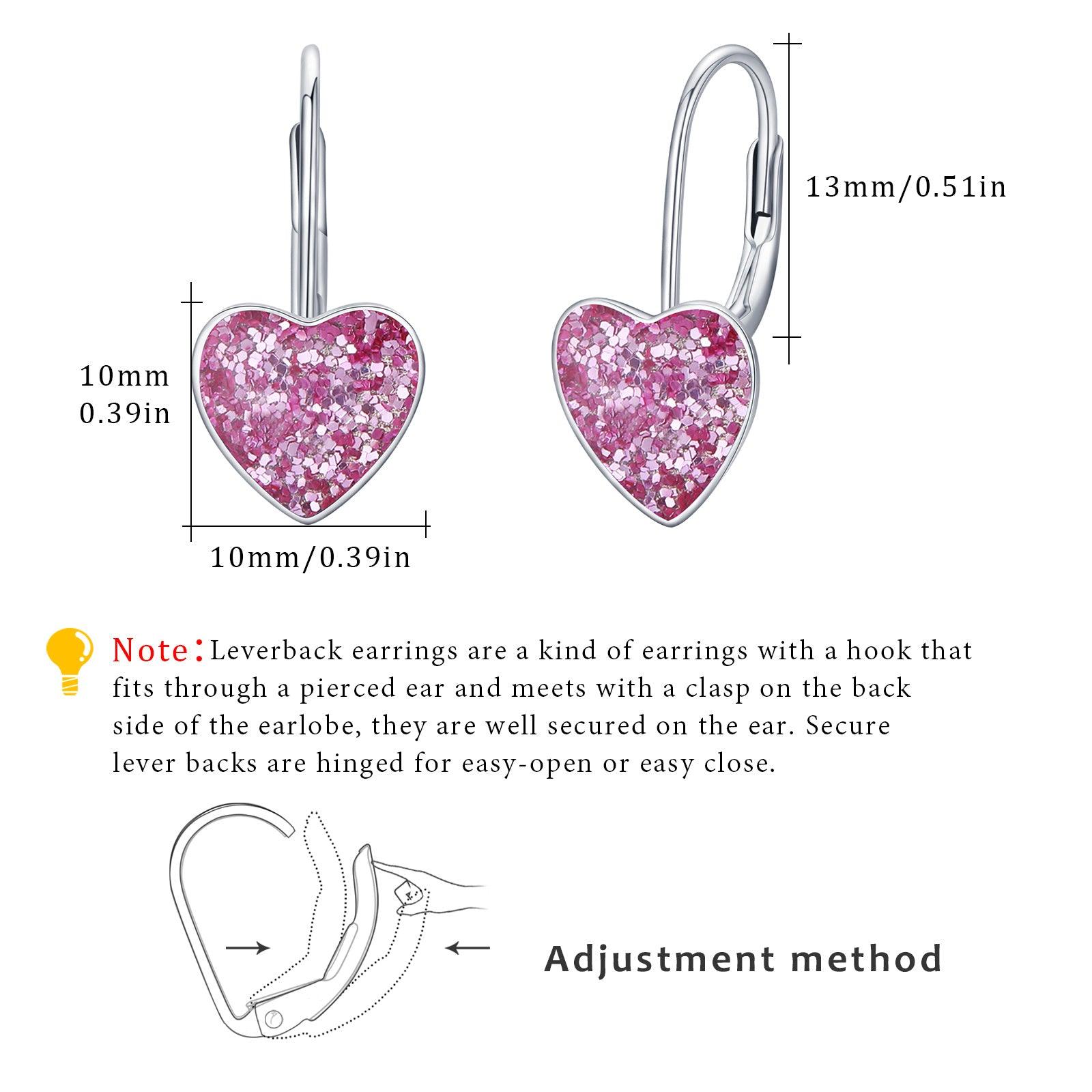 925 Sterling Silver Heart Leverback Sleeper Small 10mm Heart Dangle Hoop Earrings - Nioor