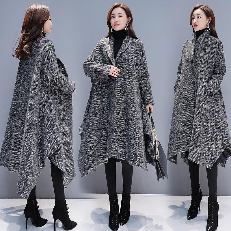 Autumn And Winter New Slimming Cape Woolen Coat Casual - Nioor