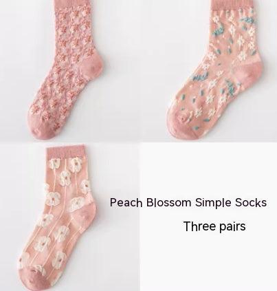 Korean Version Flower Three-dimensional Spring And Autumn Long Socks - Nioor