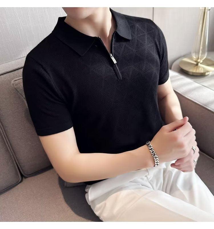 Men's Short Sleeved T Shirt Lapel - Nioor