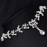 Korean Female Wedding Diamond Necklace Earrings Set Drop Bride Jewelry Wholesale Supply Of Foreign Hot Money - Nioor