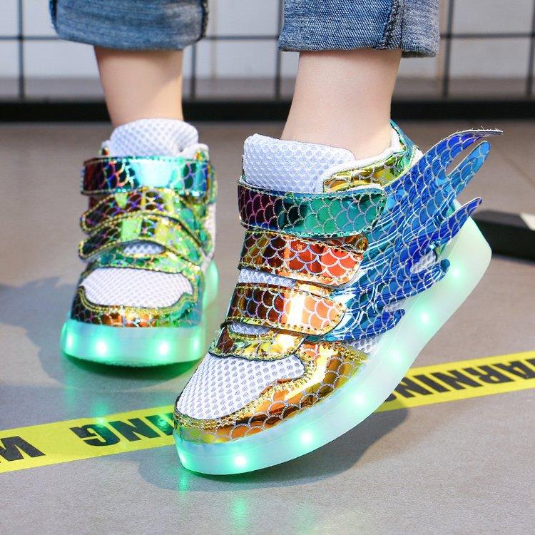 Lights up, children's sneakers, glitter shoes - Nioor