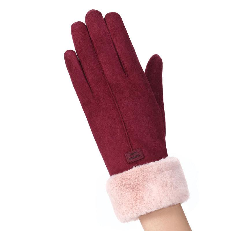 Thermal Gloves N915 Women's Winter Suede Double-layer Velvet Thickened - Nioor