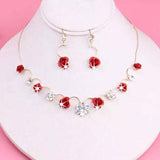 Korean small clear new bride red rose necklace, earrings, suit dress and accessories wholesale - Nioor