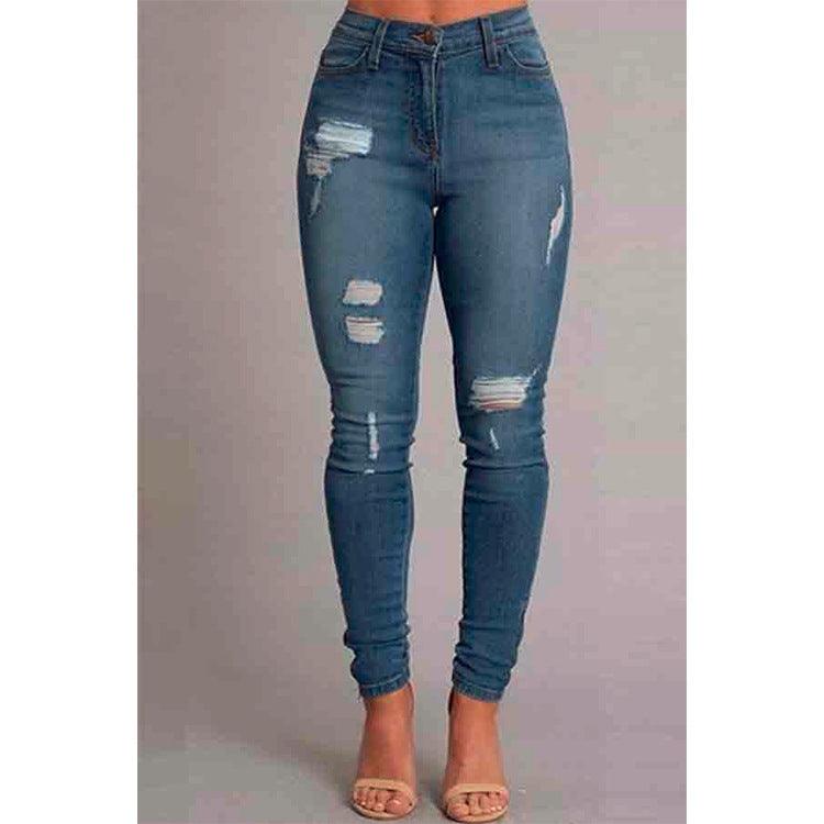 Women's Jeans Ankle Banded Slim Fit Hip Raise Jeans Women's Trousers - Nioor