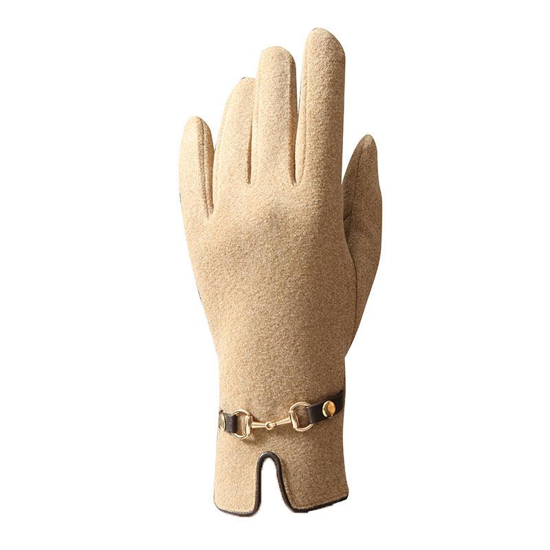 New German Velvet Gloves Women's Plush Warm Lovely And Cold Proof - Nioor