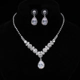 Europe and America popular sets of chain drops sparkling, luxury zircon necklace, Earrings 2 sets of beautiful bridal suite - Nioor