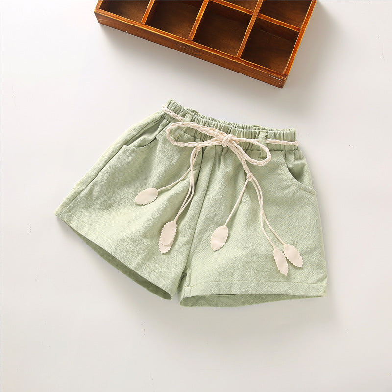 Children's thin cotton and linen shorts