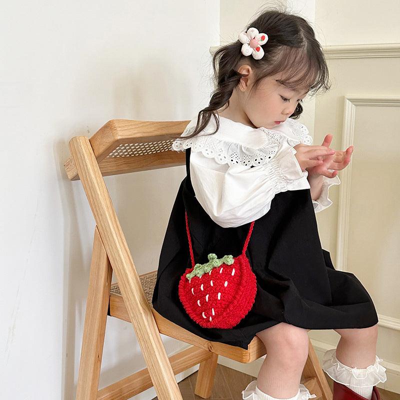 Handmade Knitted Children's Wool Cute Strawberry Crossbody Bag - Nioor