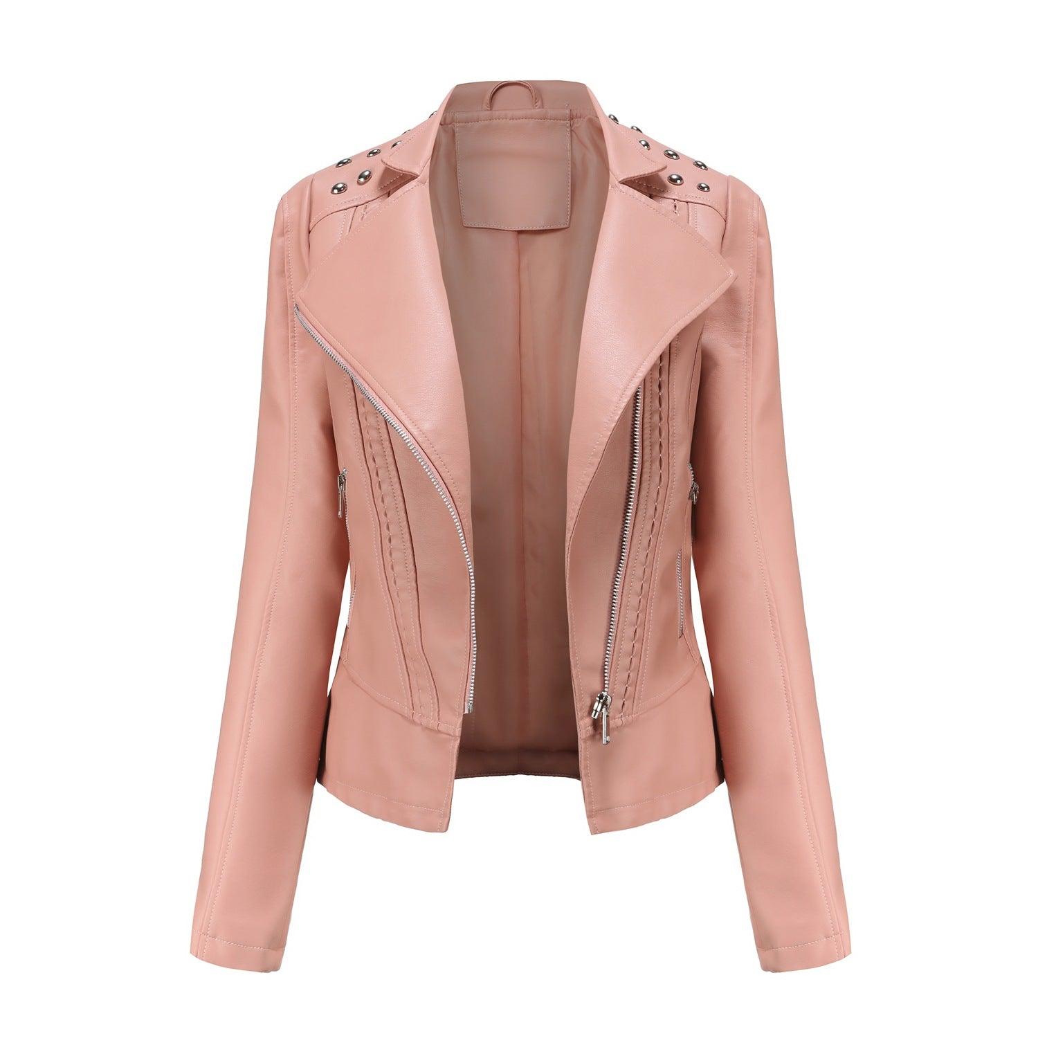 Women's Leather Jacket Slim Thin Small Coat - Nioor