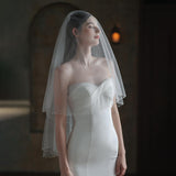 Exquisite Handmade Beaded Bridal Veil - Nioor