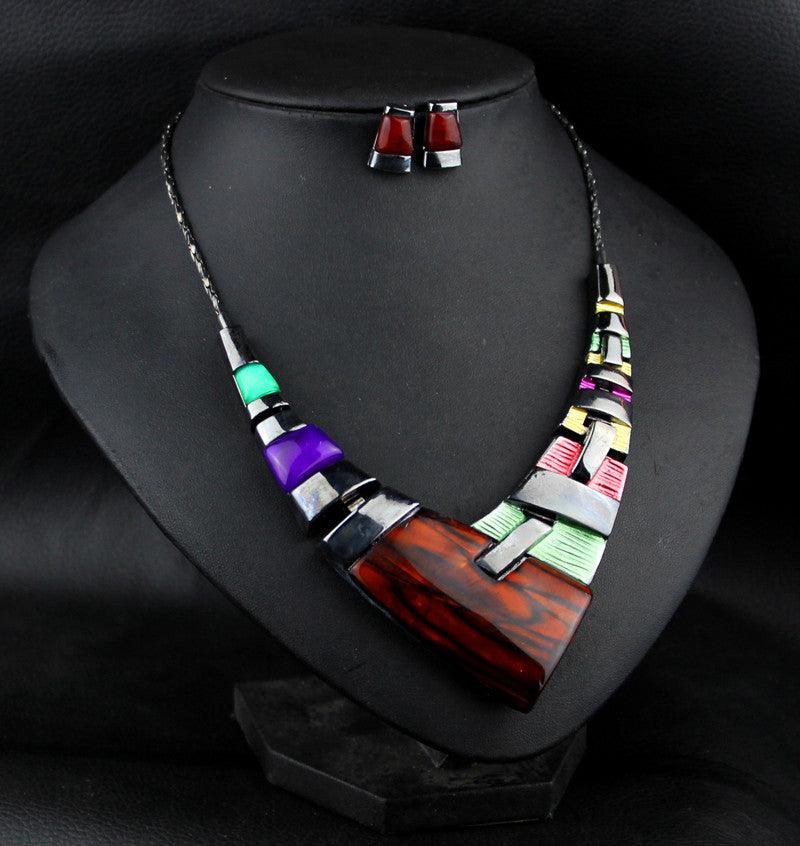 Europe and the United States exaggerated fashion big jewelry necklace earrings set bride Korean Korean female jewelry accessories special offer - Nioor