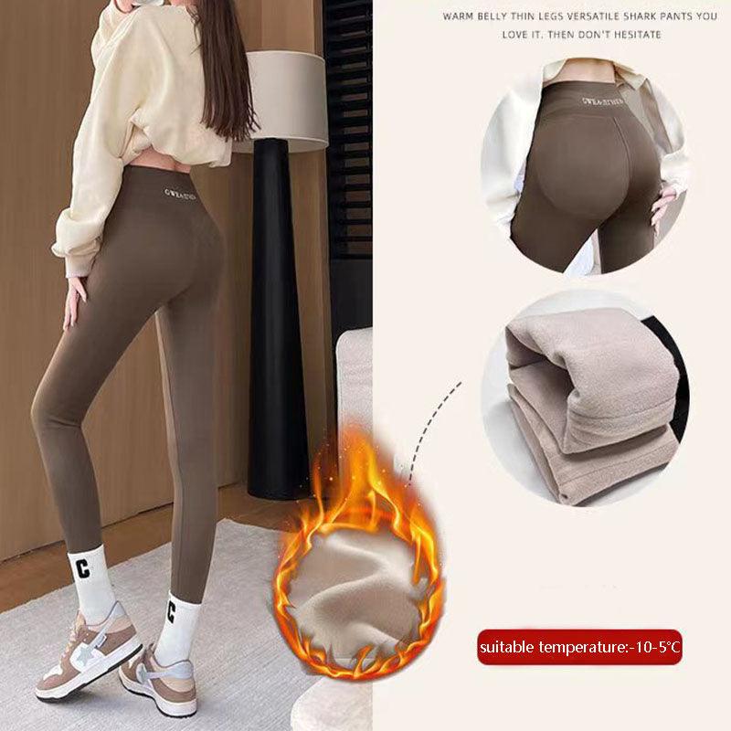 Fleece Thickened Leggings Winter -20 To 5 Shark Pants For Women High Waist Tight Skinny Tummy Control Buttocks Slimming Yoga Pants - Nioor