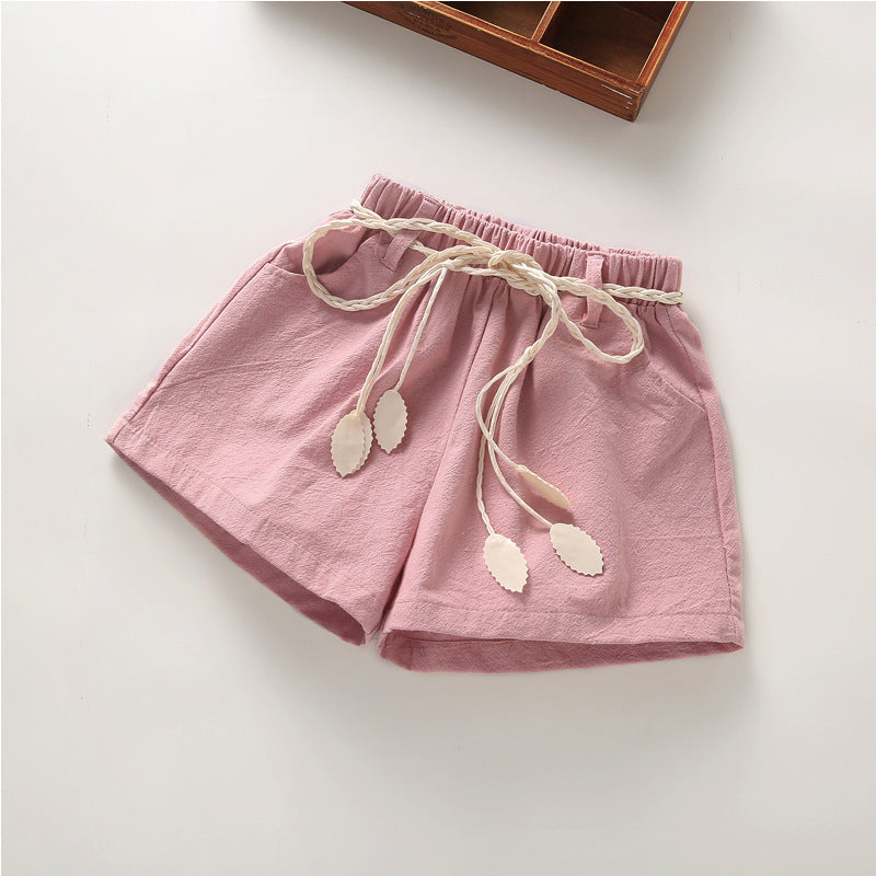 Children's thin cotton and linen shorts