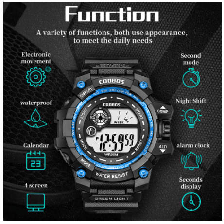 Waterproof Sports Electronic Luminous Men's And Women's Watch - Nioor