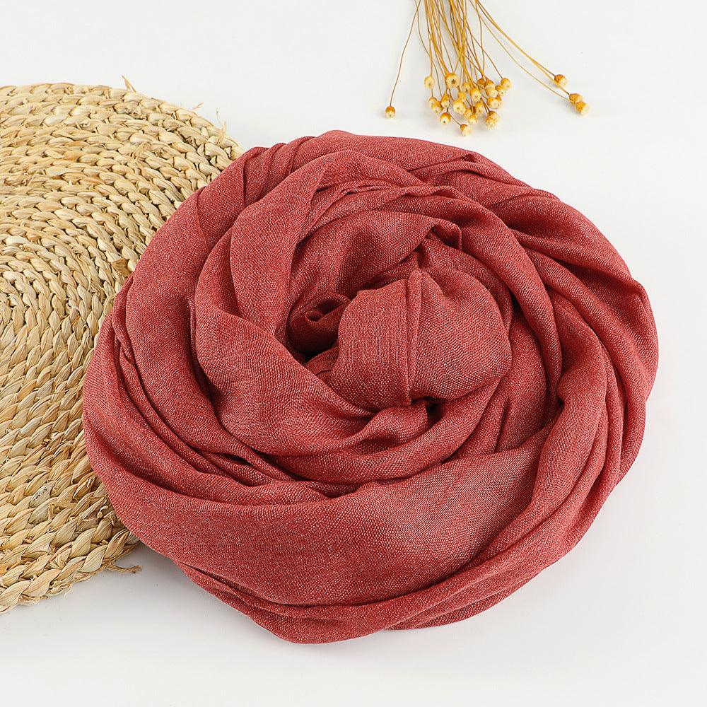 Women's Fashion Pure Color Artistic Cotton And Linen Scarf - Nioor