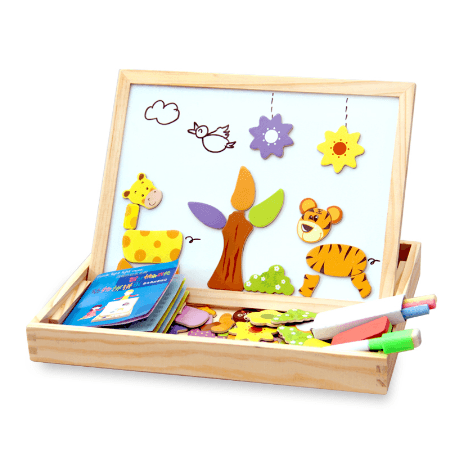 Wooden Magnetic Puzzle Toys Children 3D Puzzle Box Figure Animals Circus Writing Drawing Board Learning Education Toys For Kids - Nioor