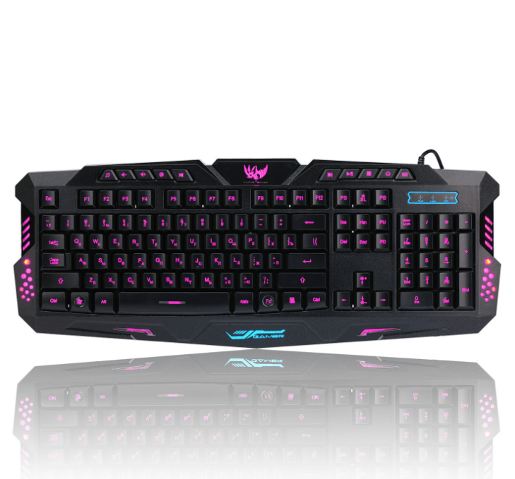 J10 tricolor backlight wired gaming keyboard set colorful luminous gaming mouse keyboard Russian keyboard - Nioor