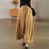 Cuprammonuium Summer New Ice Refreshing Tied Elastic Waist Loose Elegant Casual Pants - Nioor