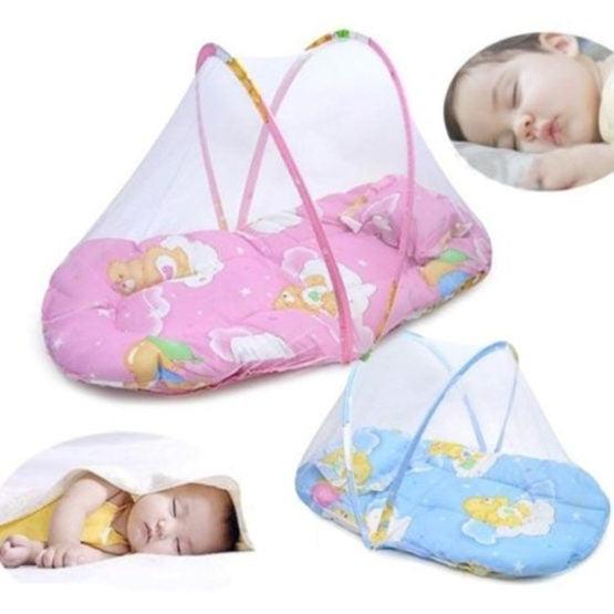 Portable Foldable Baby Kids Infant Bed Dot Zipper Mosquito Net Tent Sleeping Cushion - Nioor