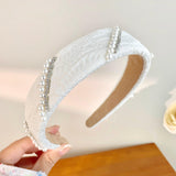 Mesh Pearl Small Flower Blue Color Face Wash Hair Bands Female - Nioor