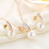 Pearl Necklace Earring Set Wedding Banquet Dress - Nioor