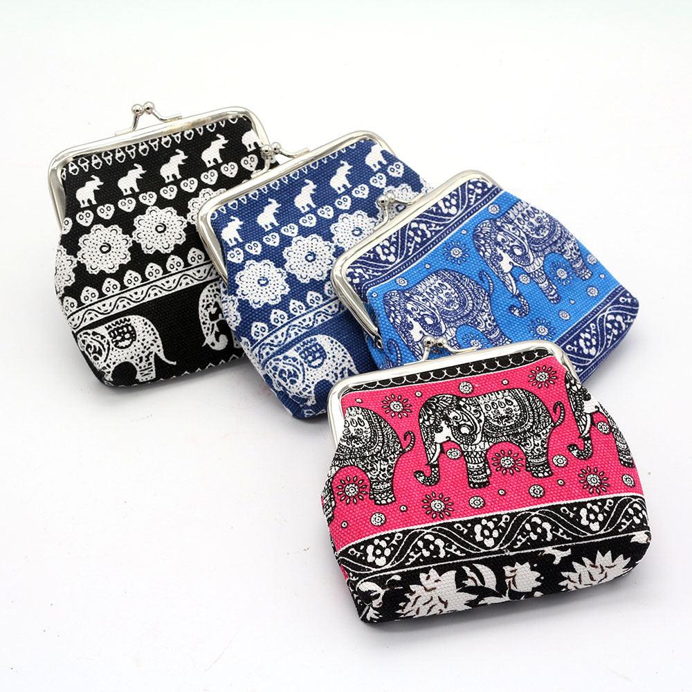 New national wind zero wallet canvas stamp coin package for lady elephant small wallet wholesale - Nioor