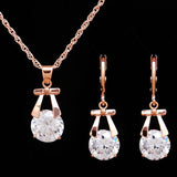 , Europe and America new jewelry, crystal earrings, jewelry set, Korean version of the bride necklace, gold-plated butterfly pendant - Nioor