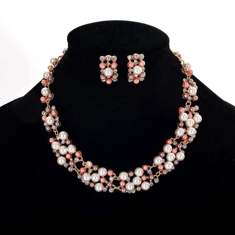 Europe And The United States Sell Hot Money Network Pearl Necklace Set Bridal Jewelry Set Wholesale 9093 - Nioor