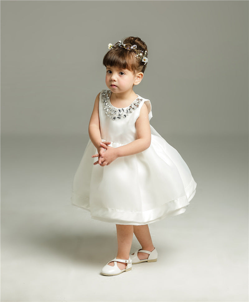 Korean girl baby baby full moon wine, birthday children's wedding dress, Princess fluffy dress