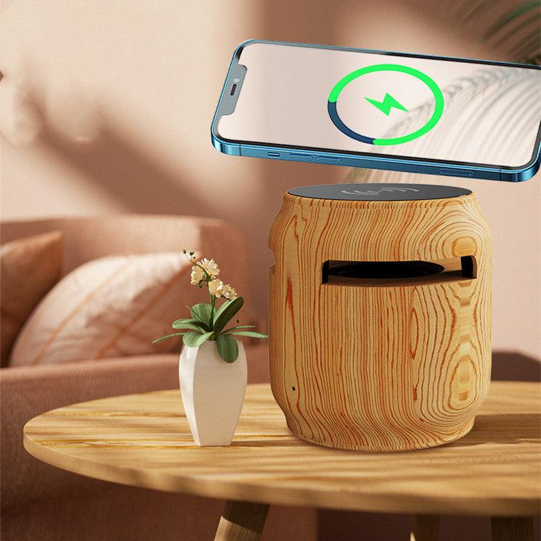 Wireless Bluetooth Speaker Wood Grain Large Volume Small Subwoofer Wireless Charger 2 In 1 - Nioor