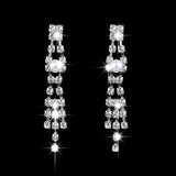 Wholesale fashion OL bridal jewelry set, claw chain earrings, Pearl Rhinestone Necklace 465 - Nioor