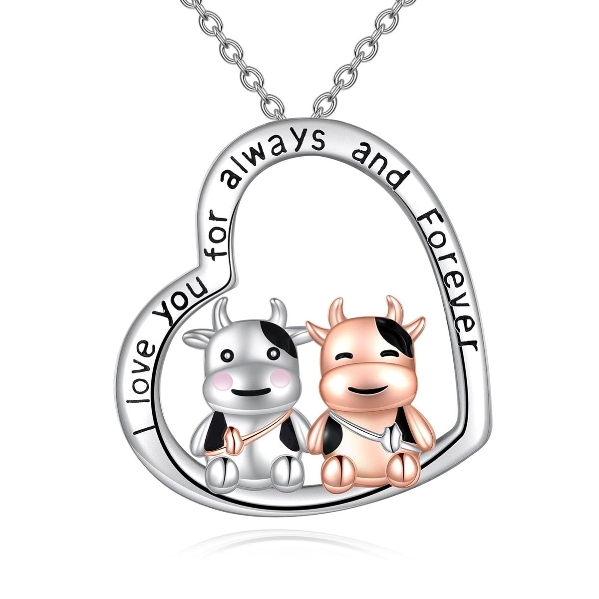 Cow Gifts Cow Necklace for Women 925 Sterling Silver I Love You Always and Forever - Nioor