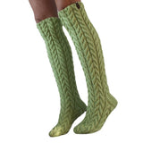 Three-color Twist Mid-calf Knitted Bunching Socks Women - Nioor