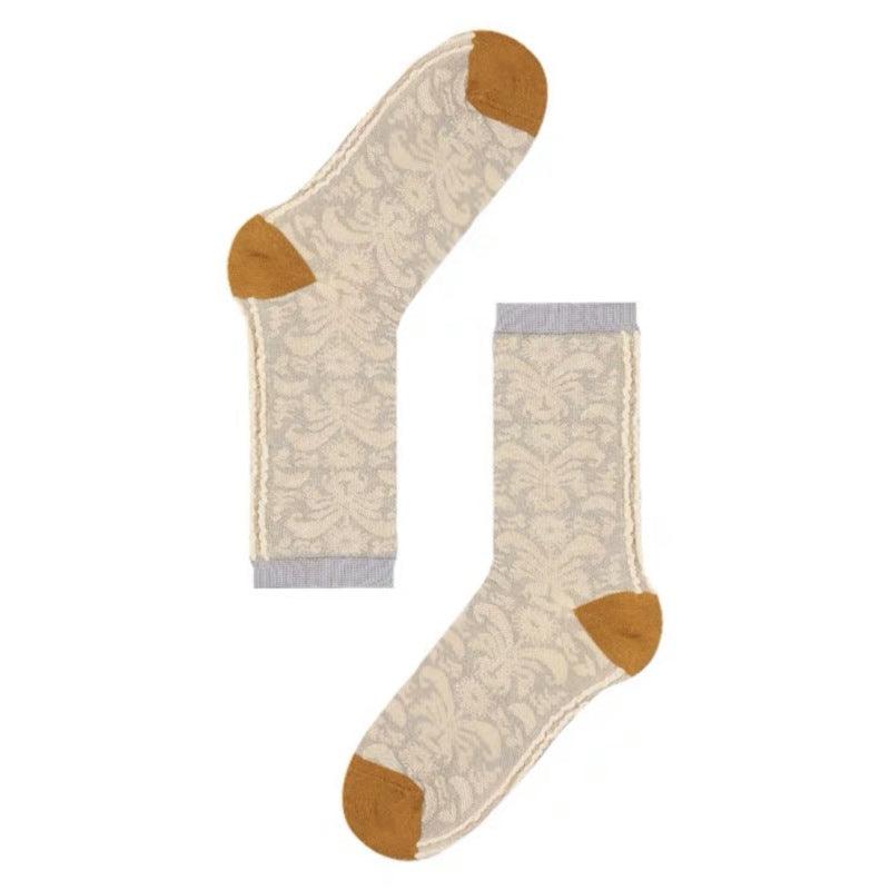 Printed Roll Grass Pattern Mid-calf Socks - Nioor