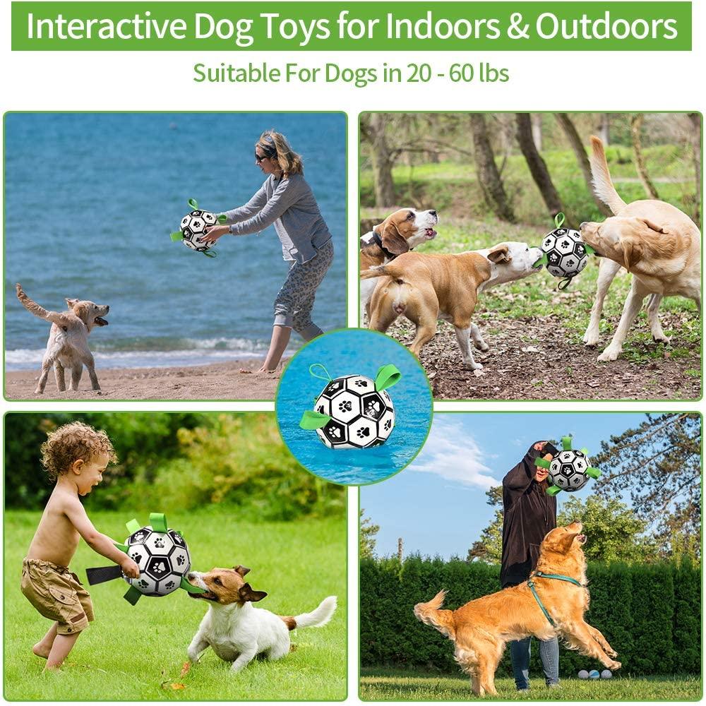 Dog Toys Interactive Pet Football Toys with Grab Tabs Dog Outdoor training Soccer Pet Bite Chew Balls for Dog accessories - Nioor